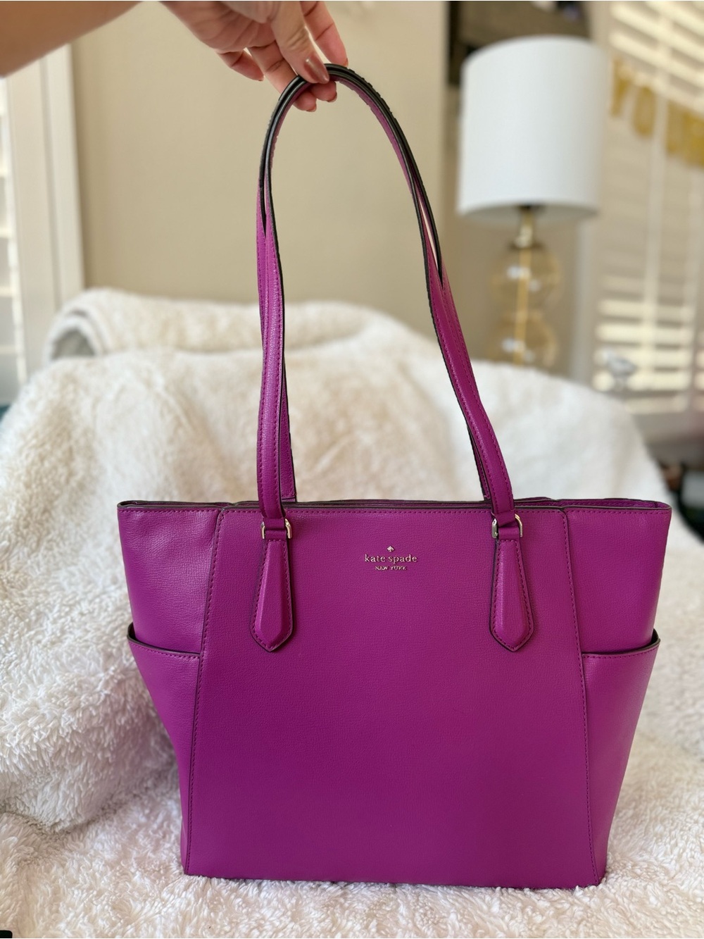 kate spade vibrant magenta leather tote